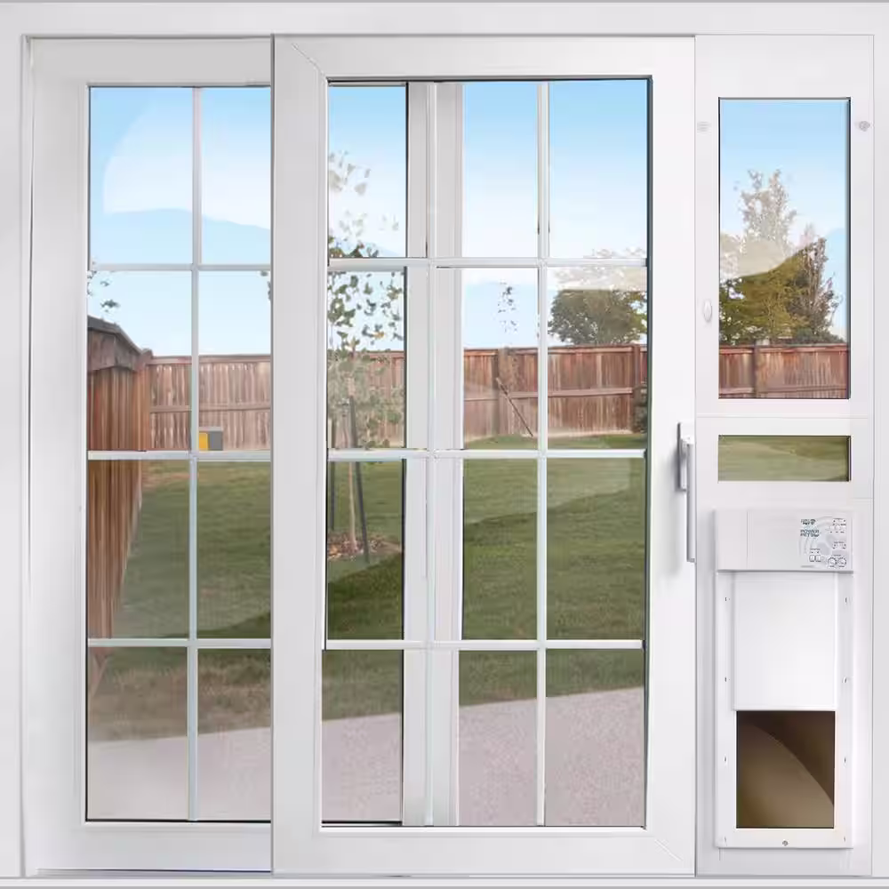 High Tech Pet 8-1/4 in. x 10 in. Power Pet Fully Automatic Patio Pet Door with Dual Pane, Low E Glass, Tall Track Height