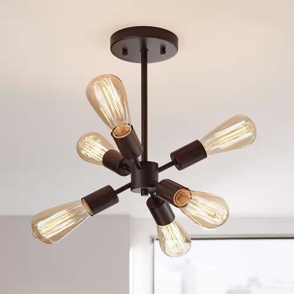 Home Decorators Collection Leonie 6-Light Bronze Sputnik Semi-Flush Mount