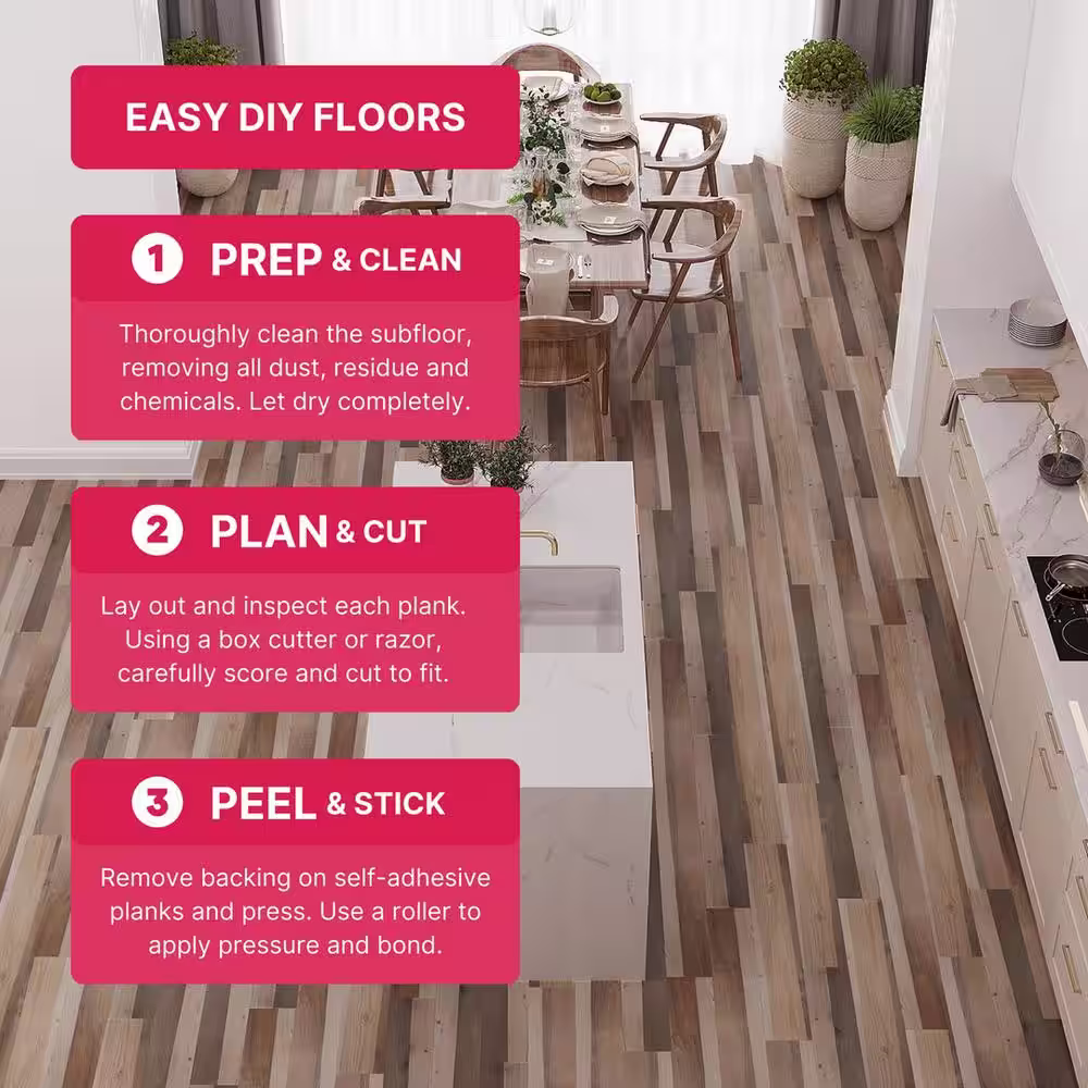 Lucida Surfaces BaseCore Barn 12 MIL x 6 in. W x 36 in. L Peel and Stick Waterproof Luxury Vinyl Plank Flooring (54 sqft/case)