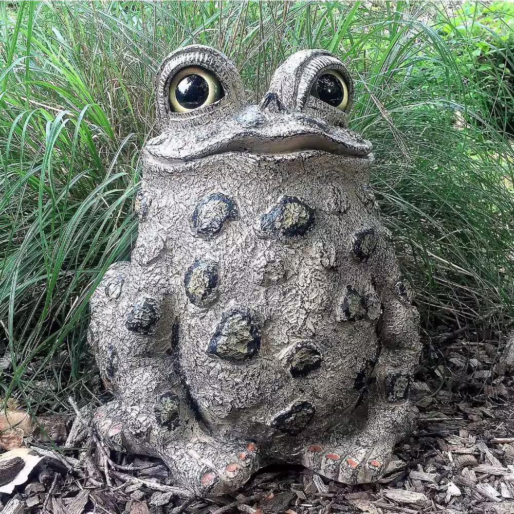 HOMESTYLES 17 in. H. Toad Hollow Jumbo Large Tall Toad Whimsical Home and Garden Statue