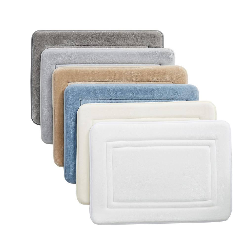 TRULY CALM HeiQ Antimicrobial Memory Foam (20x32) Bath Rug in Ivory