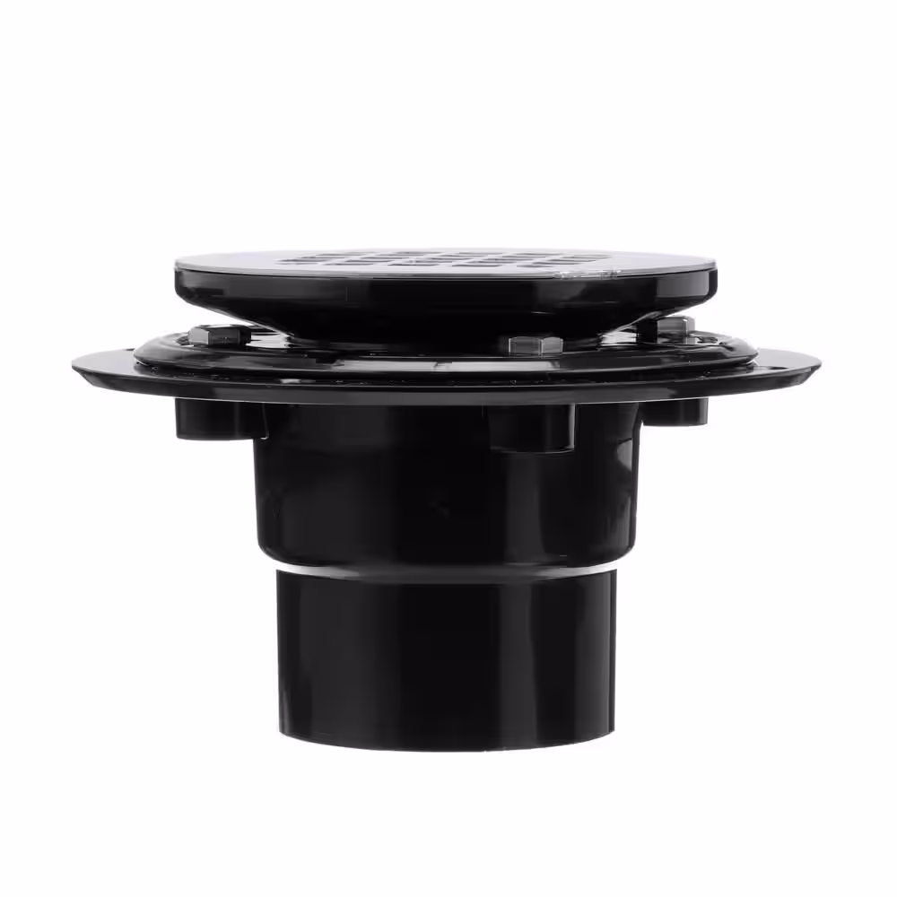 Oatey Round Black ABS Shower Drain with 4-1/4 in. Round Snap-In Stainless Steel Drain Cover