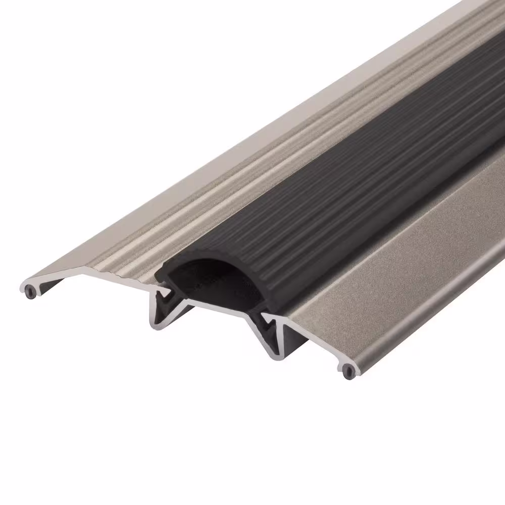 M-D Building Products 3-3/4 in. x 3/4 in. x 36 in. Satin Nickel Aluminum and Vinyl Heavy-Duty Low-Profile Threshold