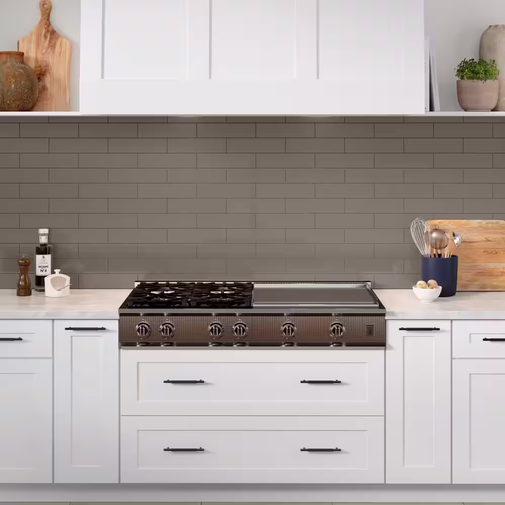 EMSER TILE Catch Taupe 2.95 in. x 11.81 in. Glossy Subway Ceramic Wall Tile (12.15 sq. ft./Case)