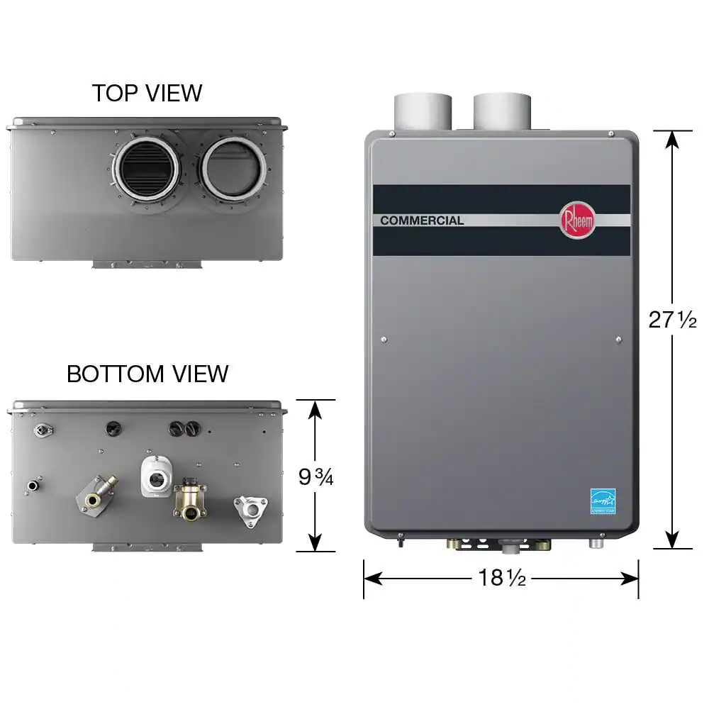 Rheem Commercial 9.5 GPM Natural Gas High Efficiency Indoor Tankless Water Heater