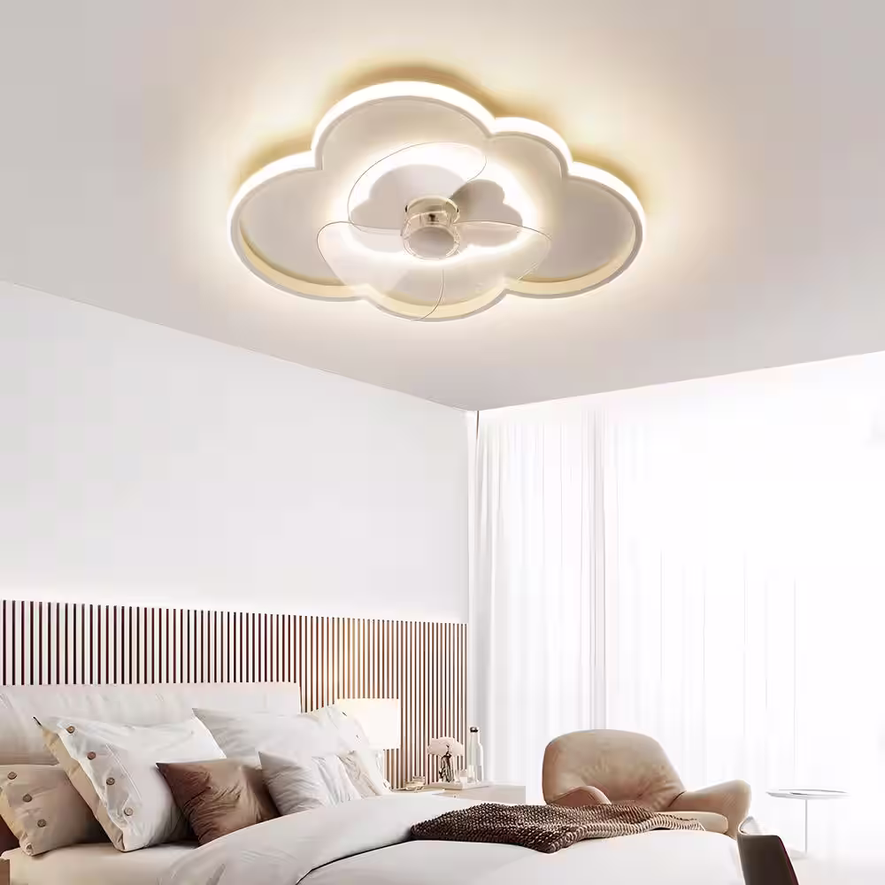 TOZING 11.8 in. Integrated LED Indoor white cloud-Shaped Lighting Fan with 6 Speed and 3 Color Temperature Adjustment