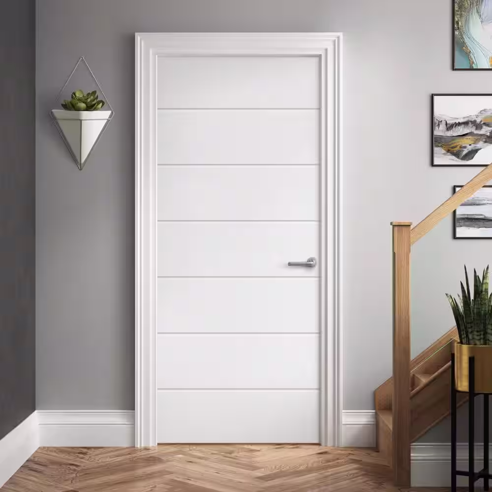 CALHOME 30 in. x 80 in. Hollow Core White Stained Composite MDF Interior Door Slab