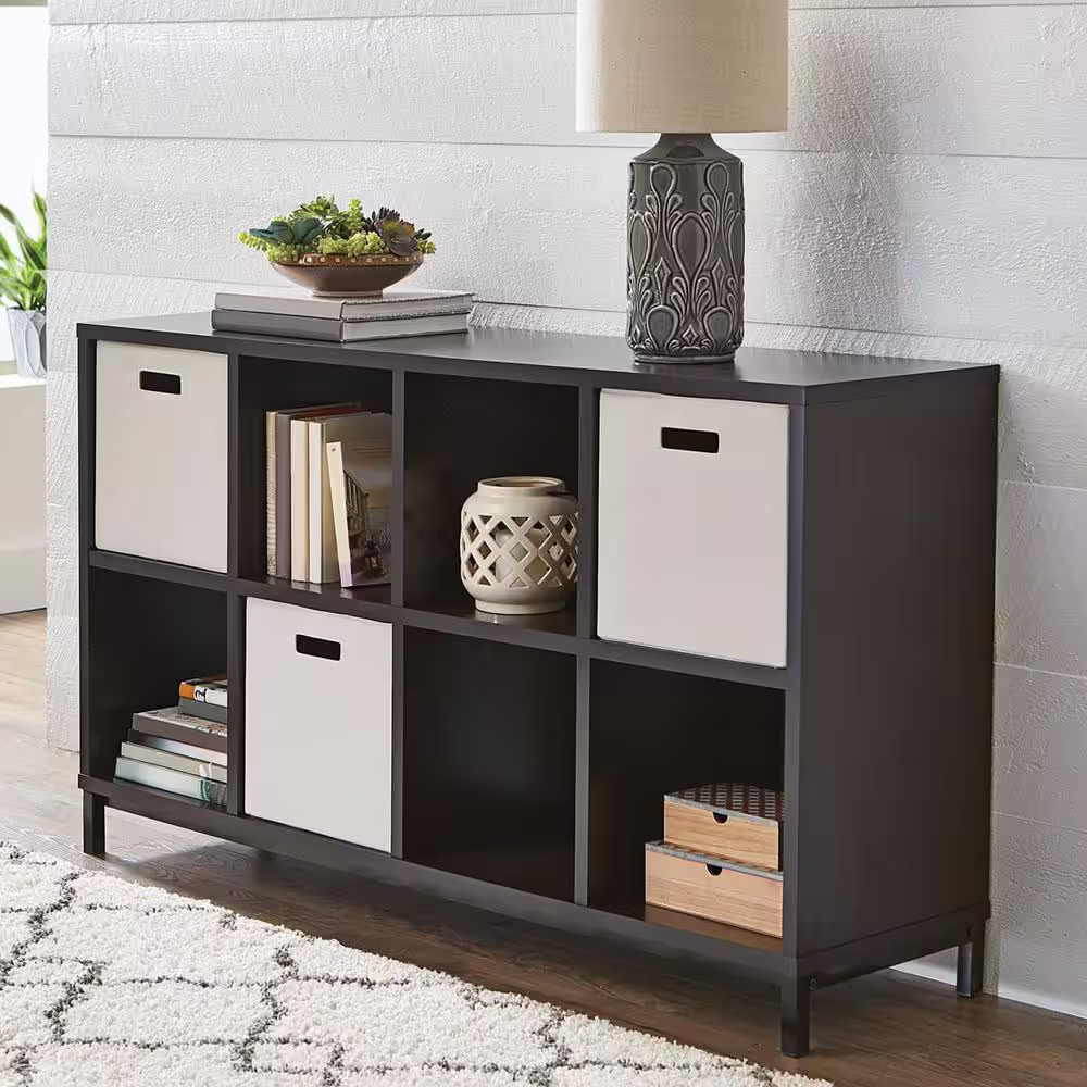 None 33.2 in. H x 57.6 in. W x 15.4 in. D Espresso 8- Cube Organizer