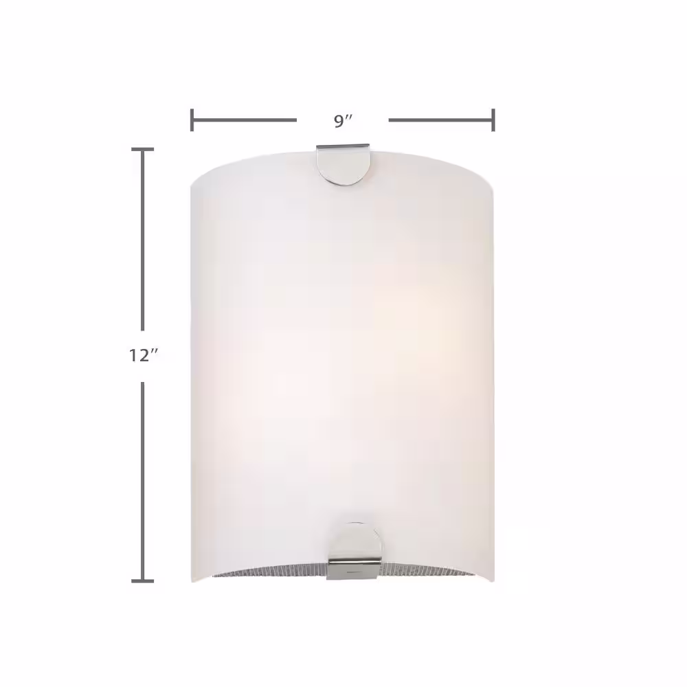 Volume Lighting Esprit 2-Light Indoor Brushed Nickel Wall Mount or Wall Sconce with White Glass Half Cylinder Shade