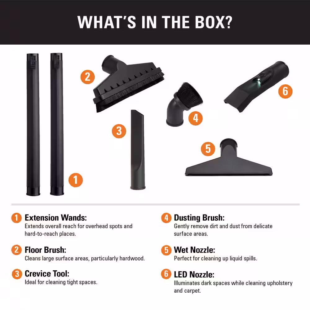 RIDGID 1-7/8 in. DIY Shop Vac Attachment Kit with 7 Vac Parts for RIDGID Wet/Dry Shop Vacuums