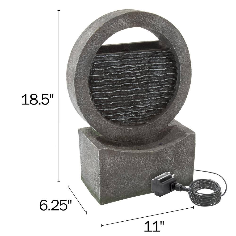 Pure Garden Freestanding Round Cascading Waterfall Water Fountain with LED Lights