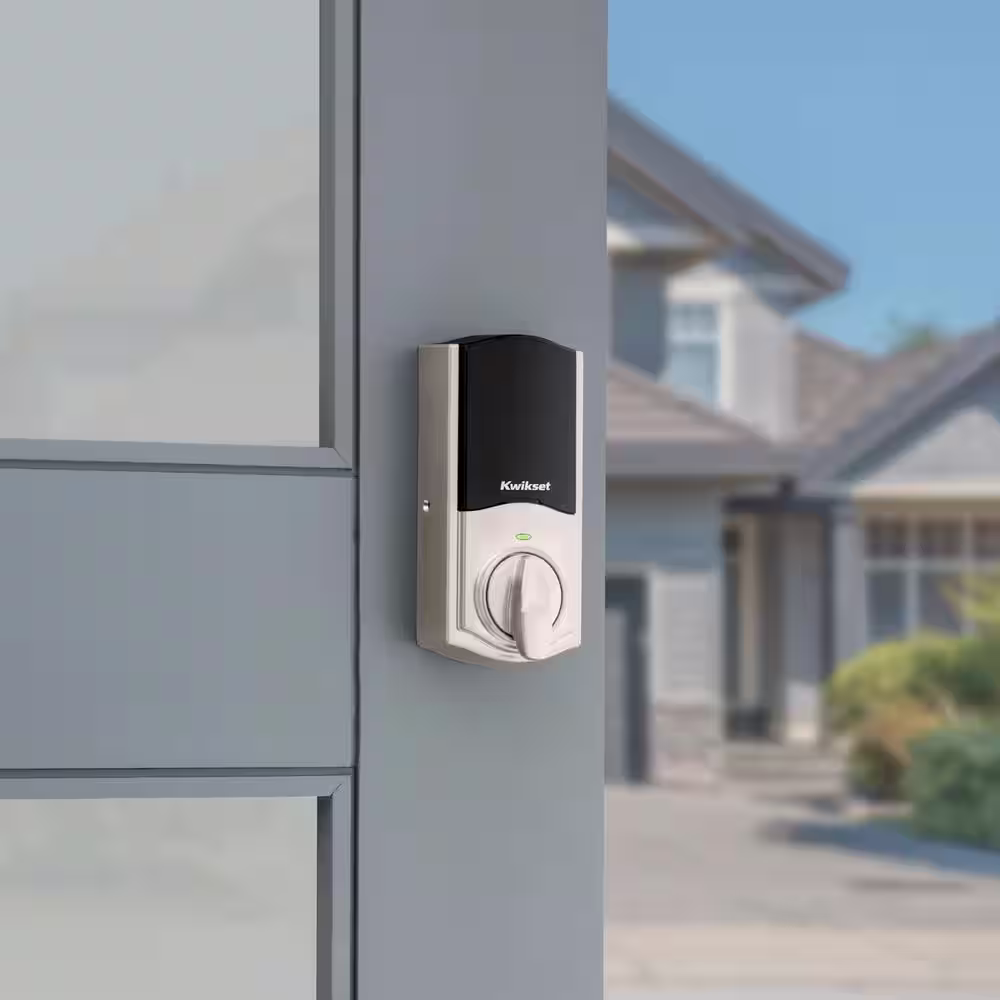Kwikset Halo Touch Satin Nickel Traditional Fingerprint WiFi Electronic Smart Lock Deadbolt Featuring SmartKey Security