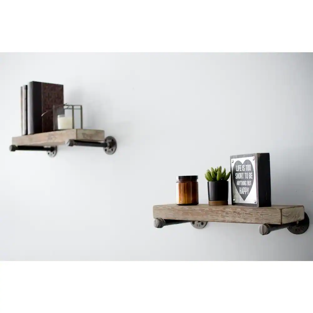 Pipe Decor 8 in. Malleable Iron Wall Mounted Shelving Brackets in Industrial Steel Grey (4 Pack)