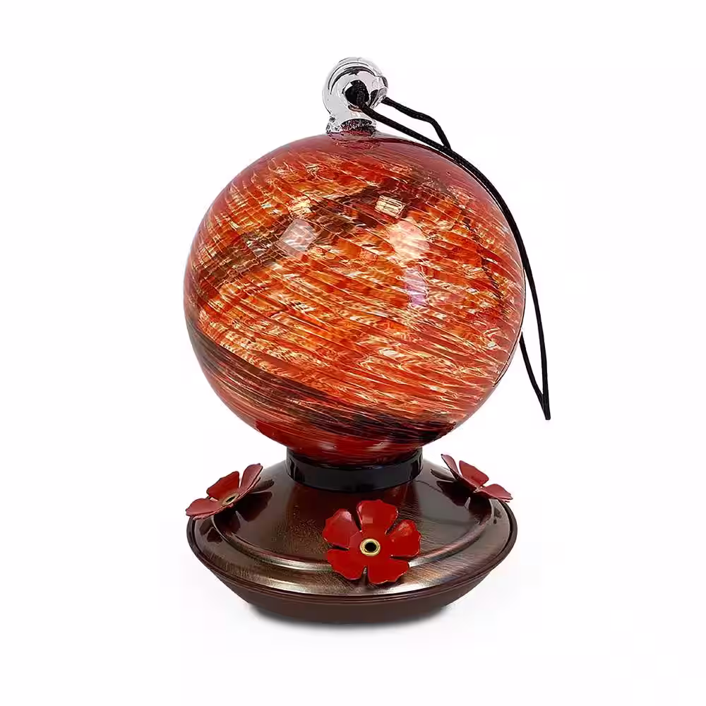 Pennington 27 oz. Glass Red Swirl Hummingbird Feeder
