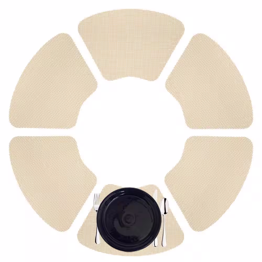 Kraftware Fishnet 19 in. x 13 in. Ivory PVC Covered Jute Wedge Placemat (Set of 6)