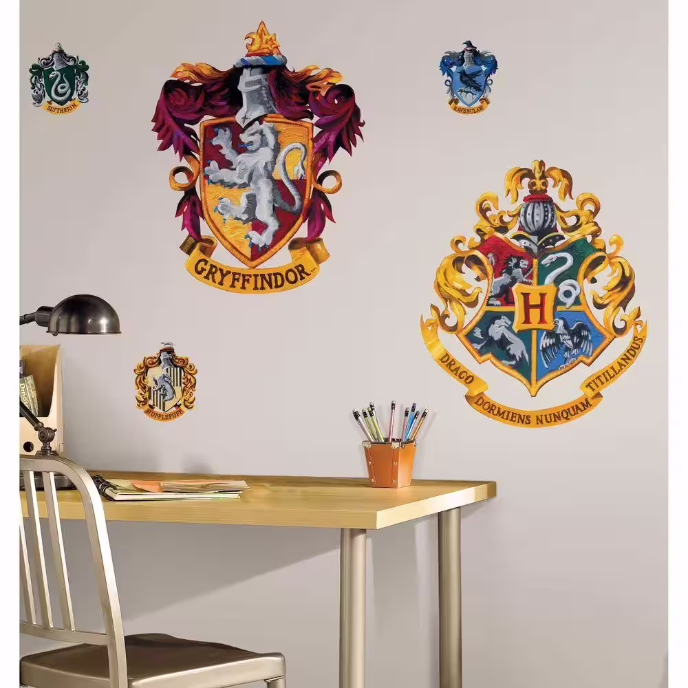 RoomMates 5 in. x 19 in. Harry Potter Crest Peel and Stick Giant Wall Decal (5-Piece)