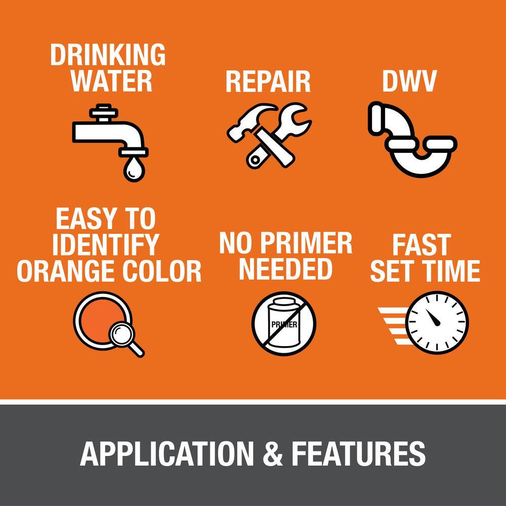 Oatey Orange Lava 16 oz. Heavy-Duty Orange CPVC Cement