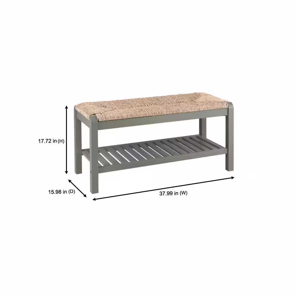 Home Decorators Collection Dorsey Willow Green Wood Entryway Bench with Rush Seat (37.99 in. W x 17.72 in. H)