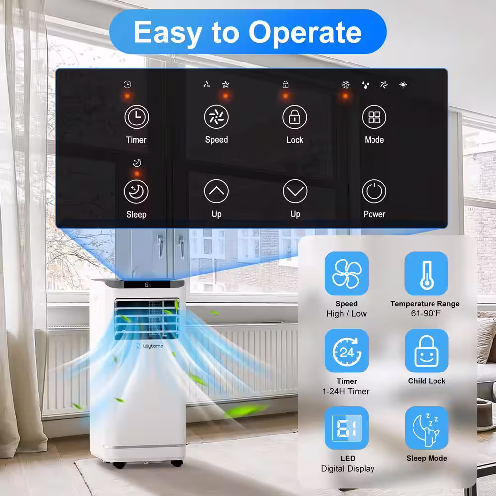 None 10000 BTU (DOE) Portable Air Conditioner 450 sq. ft. 4-in-1 AC Unit Heater Dehumidifier and Fan with Remote in White