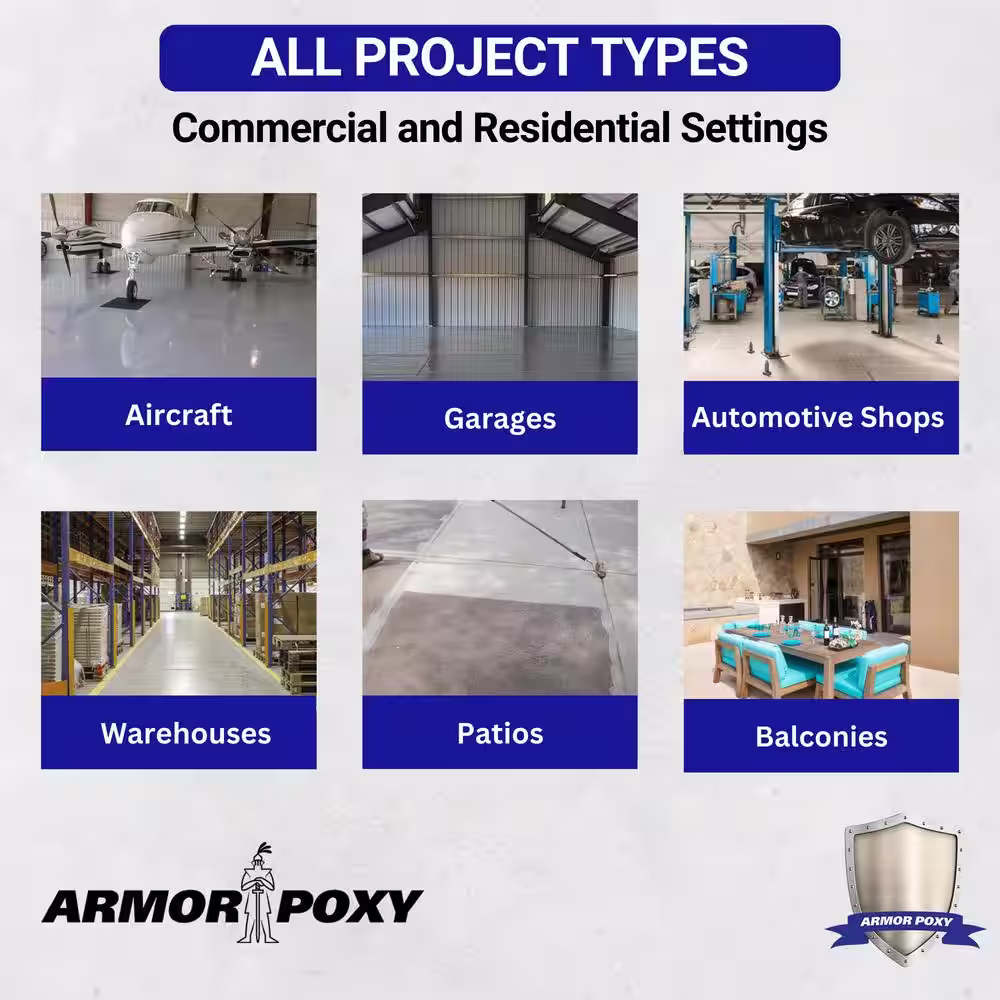 ARMORPOXY 2 Gal. Clear Gloss 2 Part Epoxy Polyaspartic Interior/Exterior, Concrete Basement and Garage Floor Paint