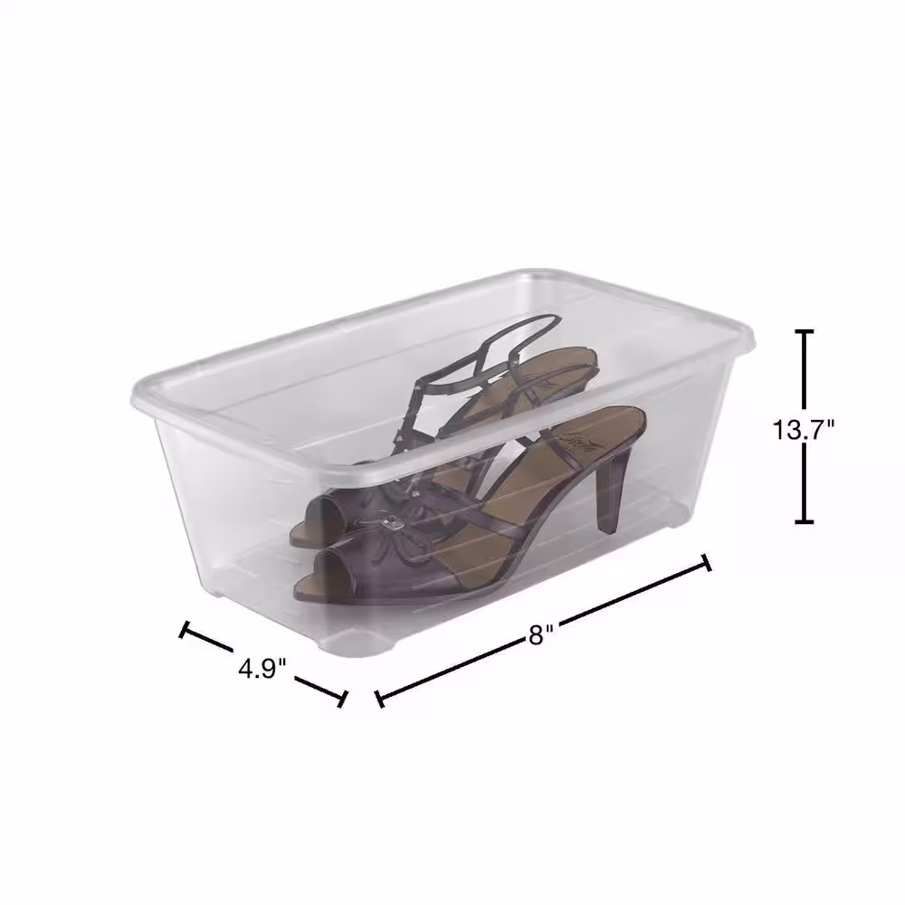 Life Story Durable 6.0 Qt. Clear Shoe and Closet Storage Box Container (12-Pack)