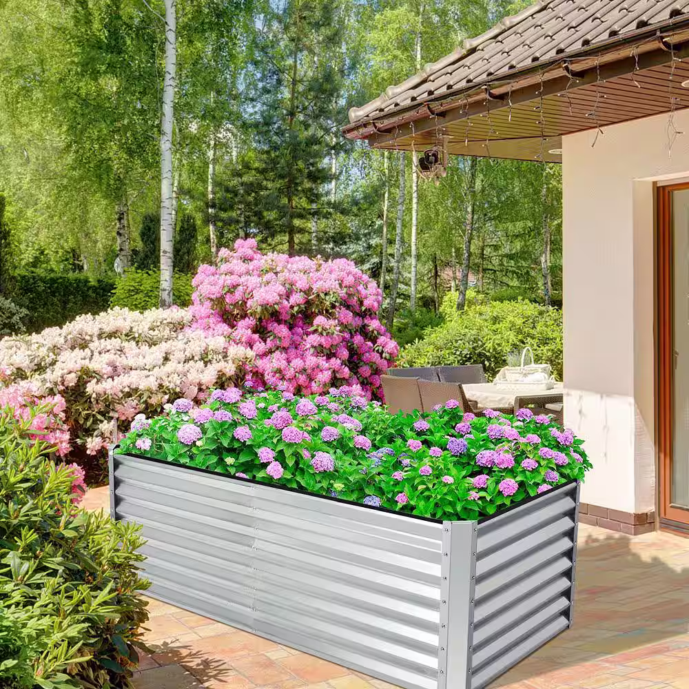 Gymax 70 in. x 35 in. x 24 in. Raised Garden Bed Large Metal Planter Box Kit for Vegetable Herb