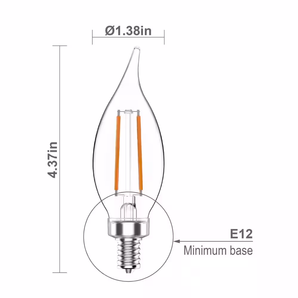 None 40-Watt Equivalent B11 Non-Dimmable Clear Glass Filament Vintage Edison LED Light Bulb Soft White 2700K (8-Pack)