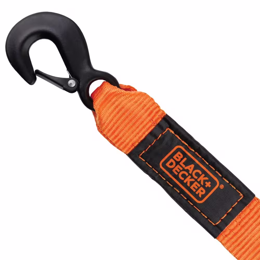 BLACK+DECKER 2 in. x 20 ft. Tow Strap w/Steel Hooks - 9,000 LB. Break Strength