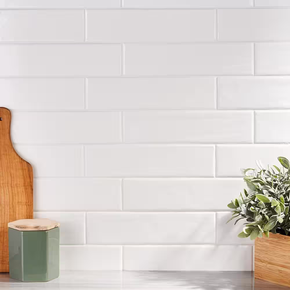 Ivy Hill Tile Baisley White 2.55 in. x 10.23 in. Polished Wall Ceramic Tile (7.53 sq. ft./ Case)