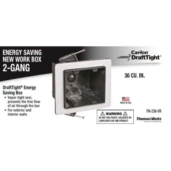 Carlon 2-Gang 36 cu. in. New Work Non-Metallic Vapor Tight Electrical Wall Box