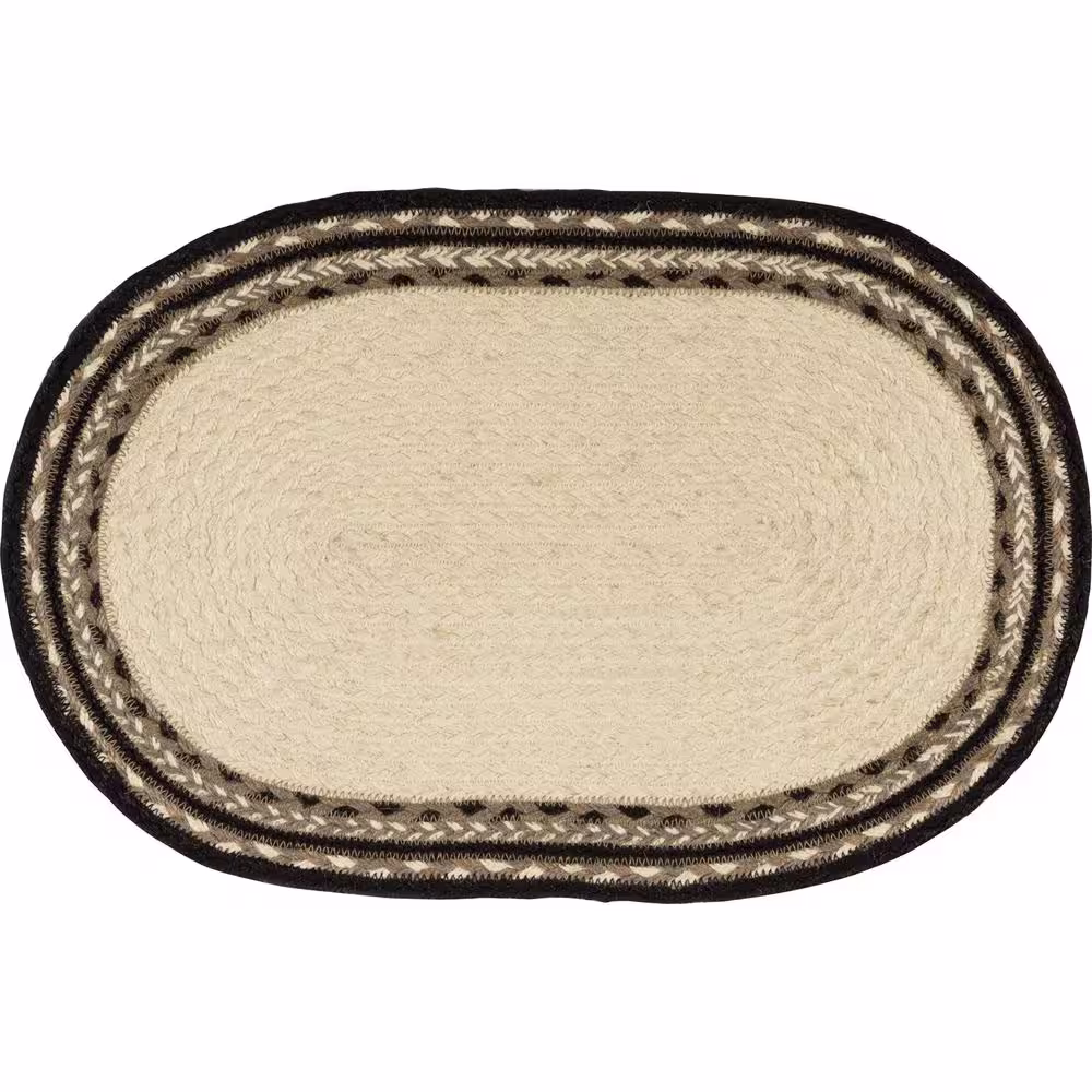 None Sawyer Mill Cow 12 in. W x 18 in. L Beige/Cream Bleached White Asphalt Grey Taupe Jute Oval Placemat (Set of 6)