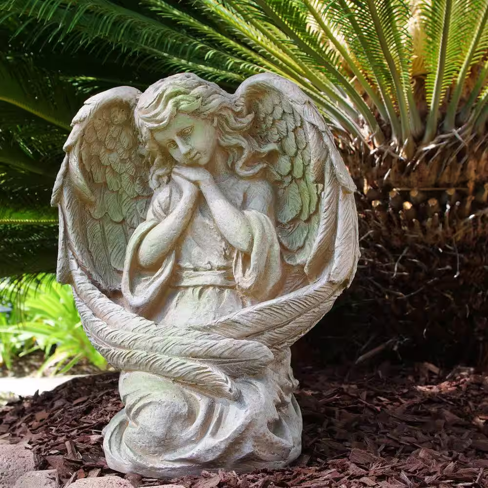 Alpine Corporation 19 in. Tall Old World Guardian Angel Outdoor Garden Statue