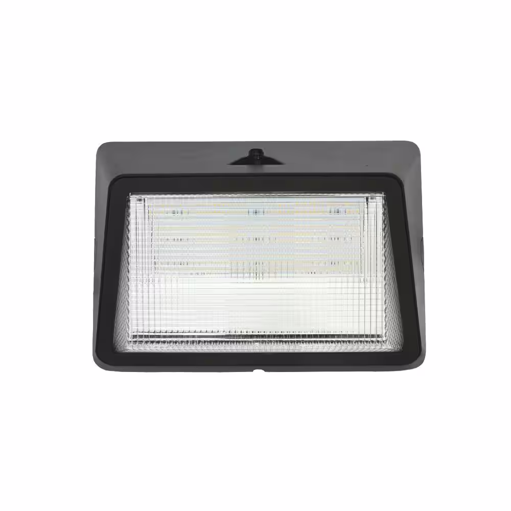 Commercial Electric 250W Equivalent Integrated LED Bronze Outdoor Commercial Refractor Wall Pack Light, 10,000 Lumens, 4000K, Dusk-to-Dawn