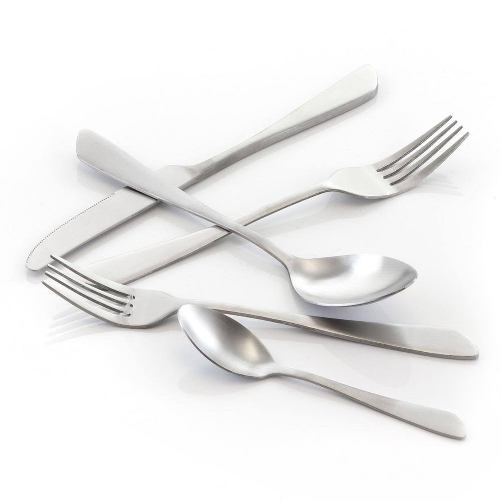 MegaChef Gibbous 20-Piece Matte Silver Stainless Steel Flatware Set (Service for 4)