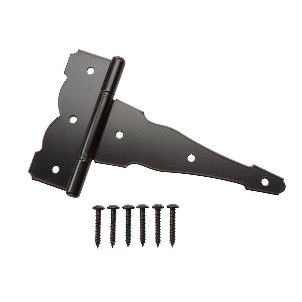Everbilt 8 in. Black Stainless Steel Heavy-Duty Decorative Tee Hinge