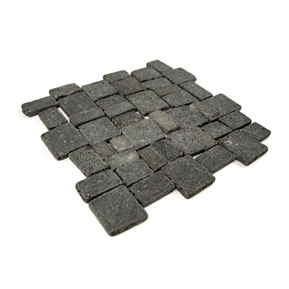 TILE CONNECTION Block Tile Black 11 in. x 11 in. x 9.5 mm Mesh-Mounted Mosaic Tile (9.28 sq. ft. / case)