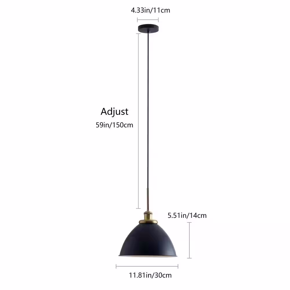 aiwen 1-Light Black Single Dome Pendant Light Fixtures Ceiling Hanging Lighting