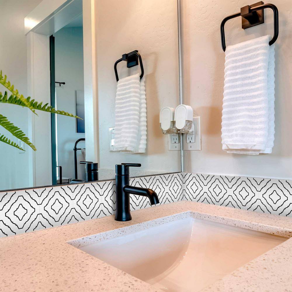 None Black B90 4 in. x 4 in. Vinyl Peel and Stick Tile (24-Tiles, 2.67 sq. ft./Pack)