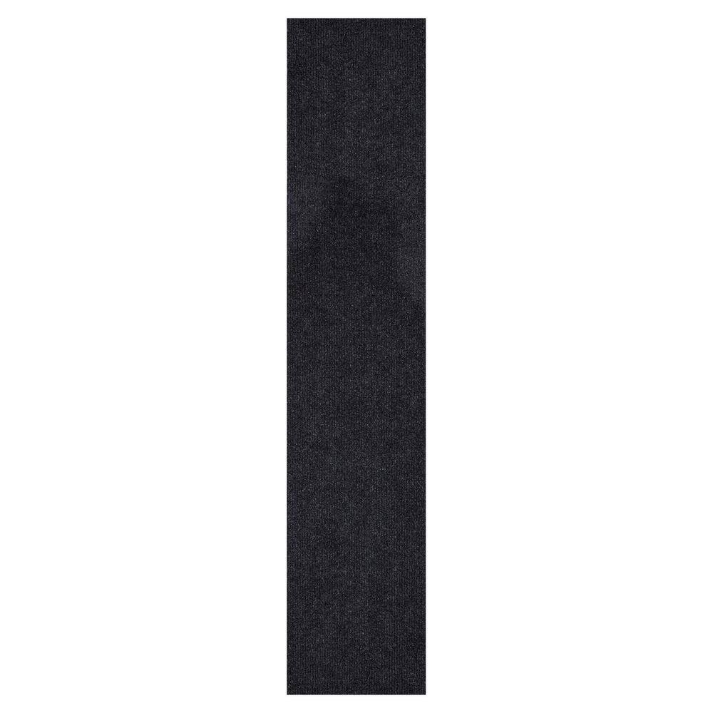 Sweet Home Stores Ribbed Waterproof Non-Slip Rubberback Runner Rug 2 ft. 7 in. W x 30 ft. L Black Polyester Garage Flooring