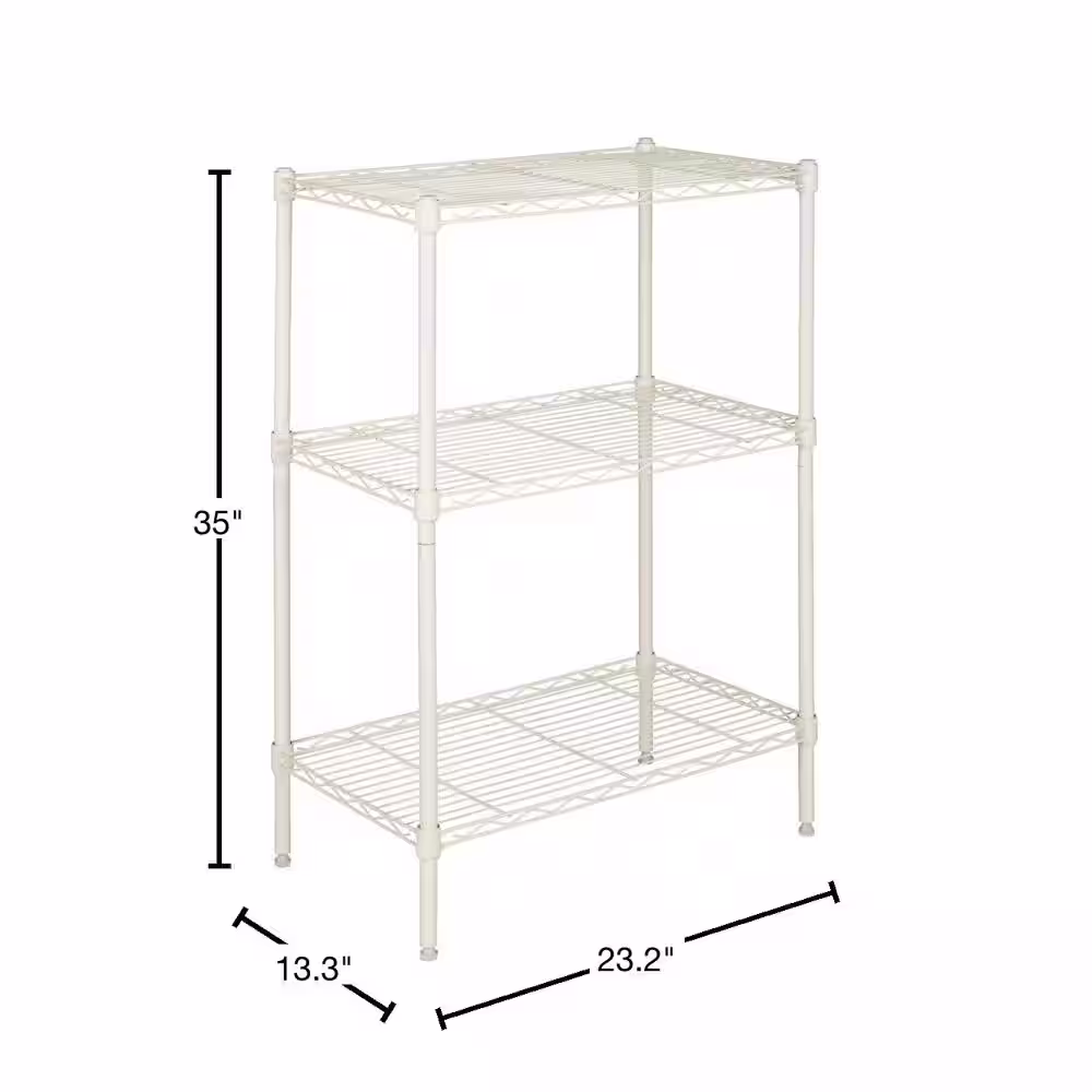 SAFAVIEH Ivory 3-Tier Carbon Steel Wire Shelving Unit (23 in. W x 35 in. H x 13 in. D)