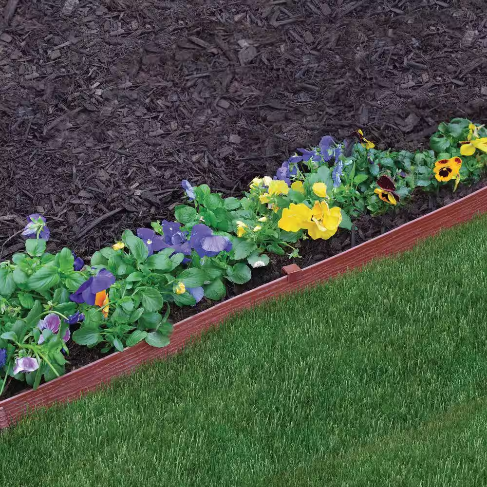 ProFlex 20 ft. Red Woodgrain 2-in-1 Plastic Landscape Edging Kit
