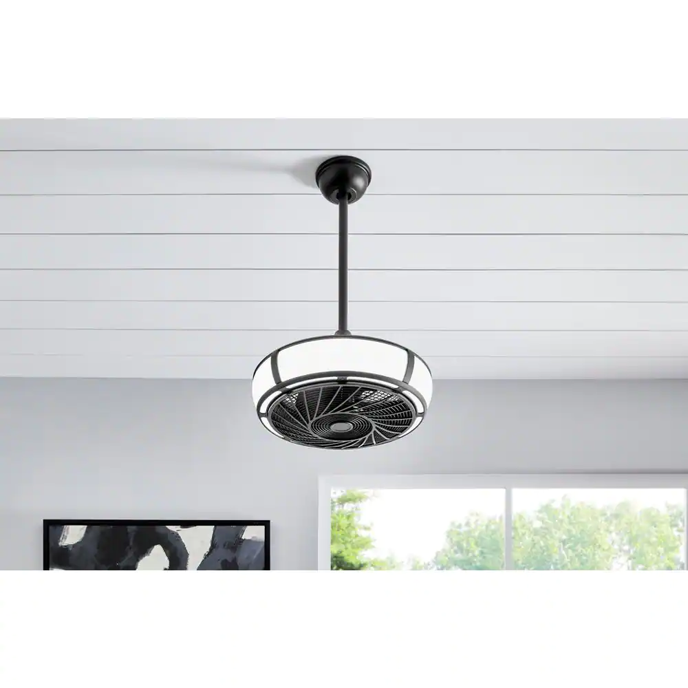Home Decorators Collection Tuilene 21 in. Integrated LED Matte Black Ceiling Fan with Light and Remote Control
