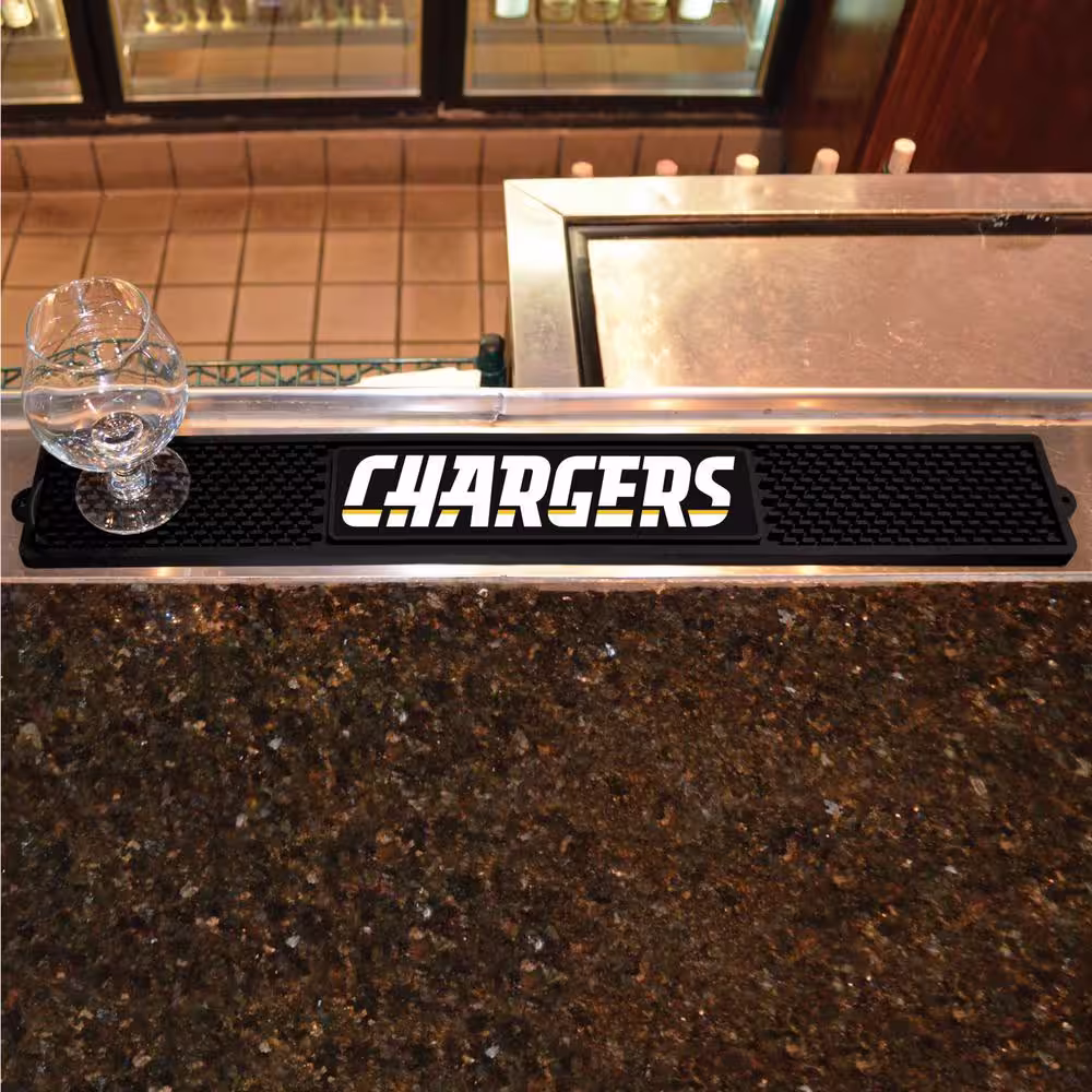 FANMATS NFL- 3.25 in. x 24 in. Black Los Angeles Chargers Drink Mat