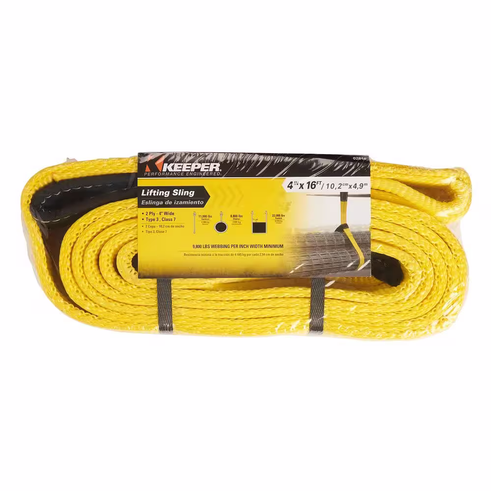 Keeper 4 in. x 16 ft. 2 Ply Flat Loop Polyester Lift Sling