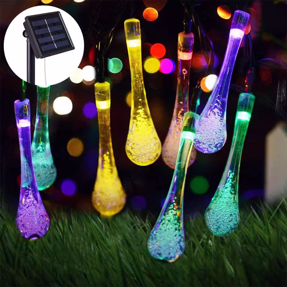 None Outdoor 20 ft. Solar Novelty Bulb 30 LED String Light in Multi-Color