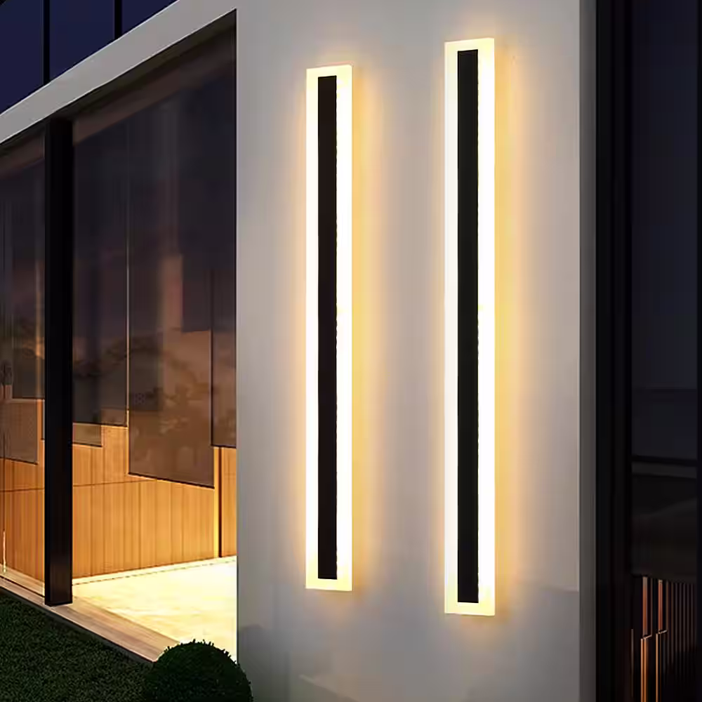 YANSUN 1-Light Black Modern Integrated LED Outdoor Wall Light Waterproof Porch Light Wall Lantern Sconce for Garden