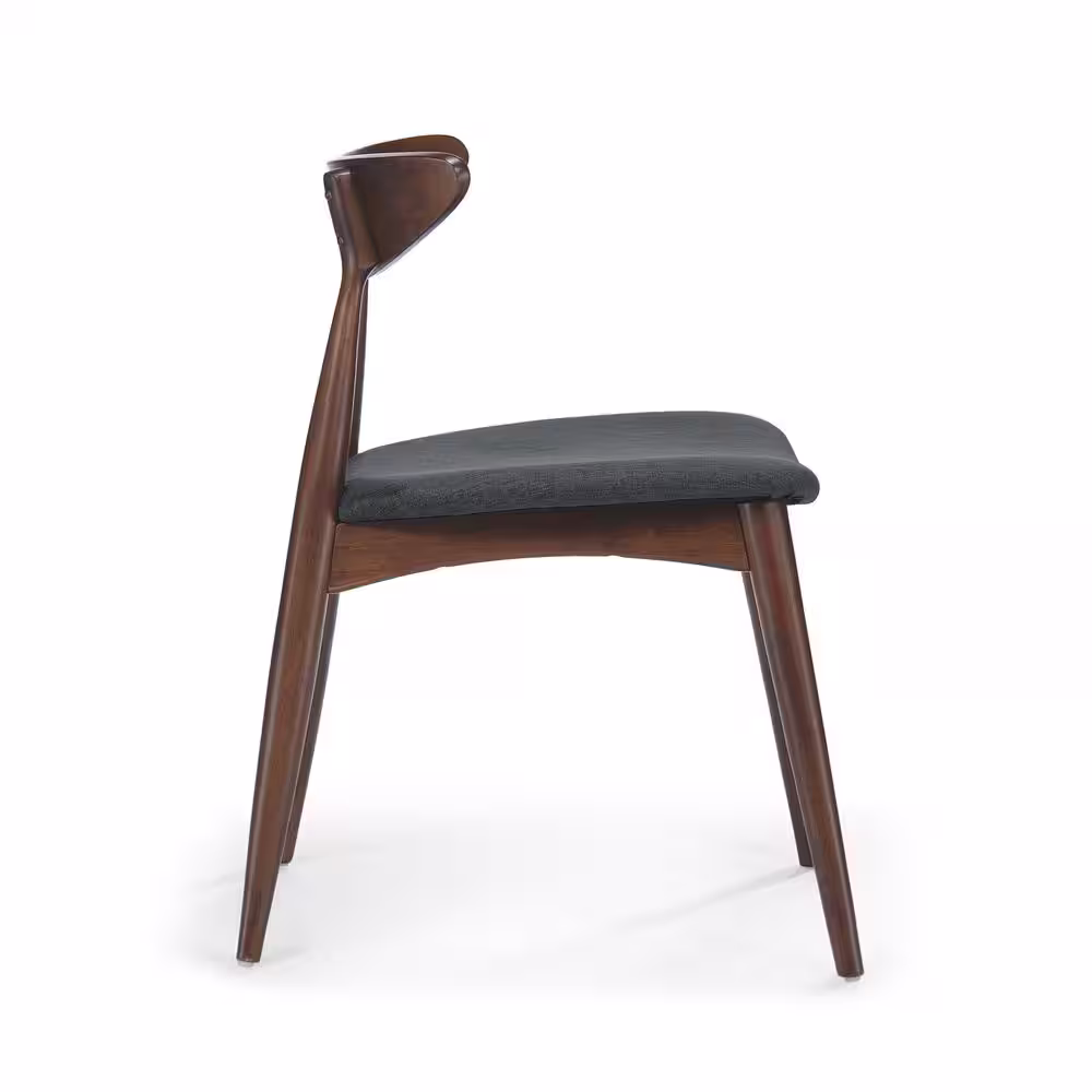 None Barron Charcoal and Walnut Upholstered Dining Chairs (Set of 2)