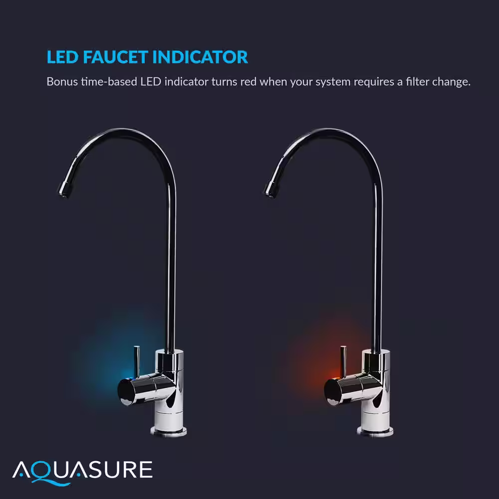 AQUASURE Premier PRO 100 GPD Reverse Osmosis Water Filtration System with LED Indicating Chrome Faucet