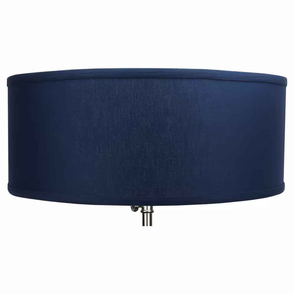 FenchelShades.com 18 in. Top Diameter x 18 in. Bottom Diameter x 7 in. H Linen Navy Blue Drum Lamp Shade