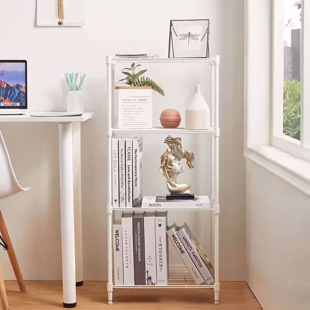 mzg 4 Tier White Powder Coating Wire Shelving Unit 12 in. x 18 in. x 39 in.